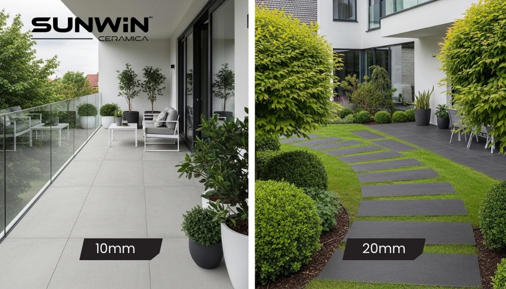 Outdoor Porcelain Tiles: 10mm vs 20mm – What’s the Real Difference?
