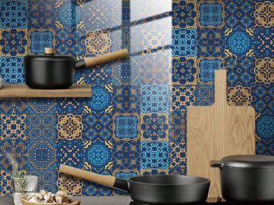 Navy Blue and Brown Tiles